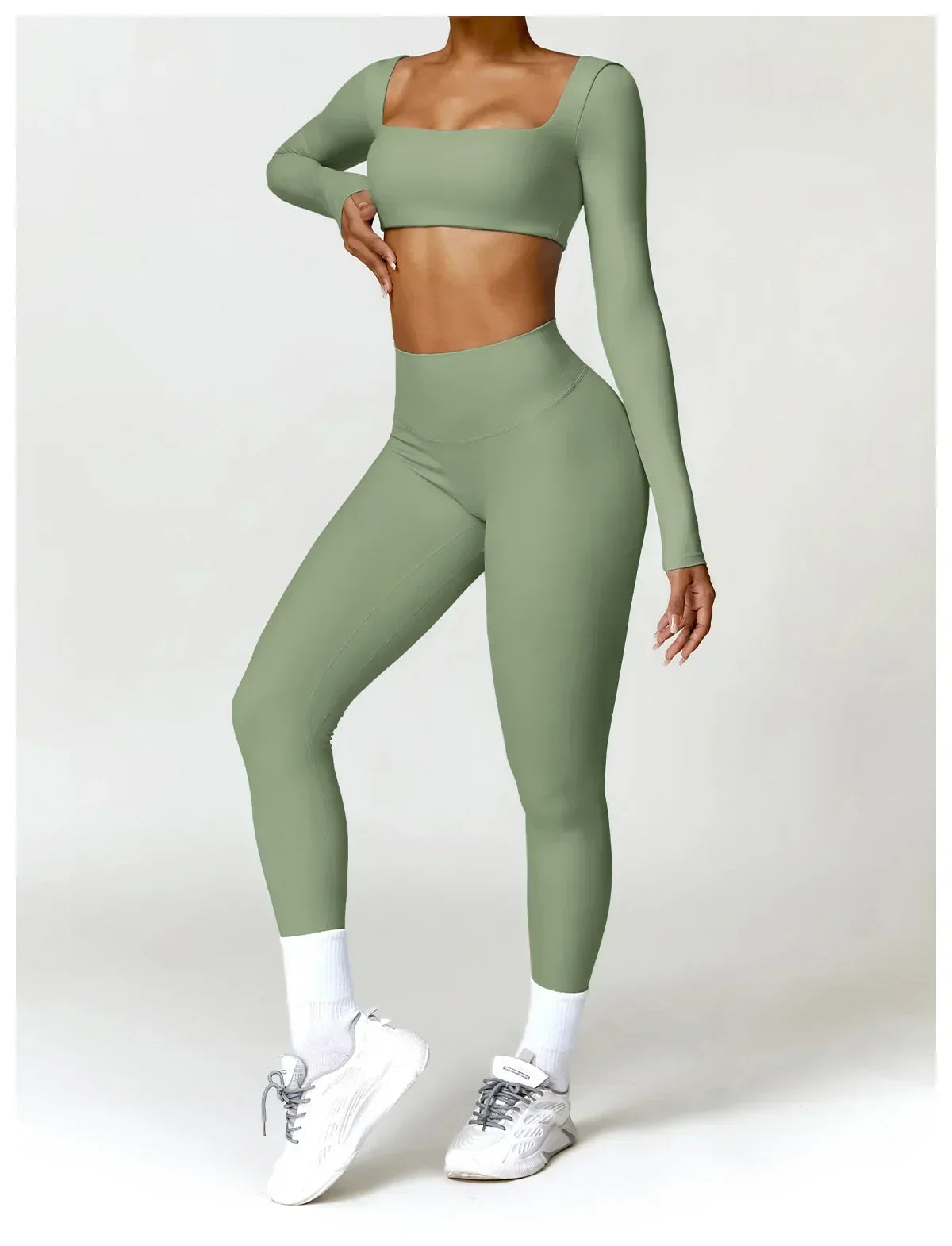 2-Piece Legging & Long Sleeve Set - Women's Yoga Tracksuit