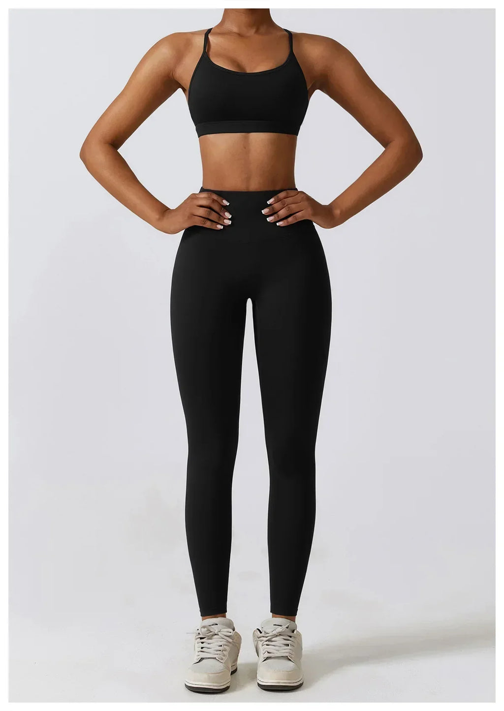 2/3-Piece Activewear Set - Leggings, Bra & Long Sleeve Top