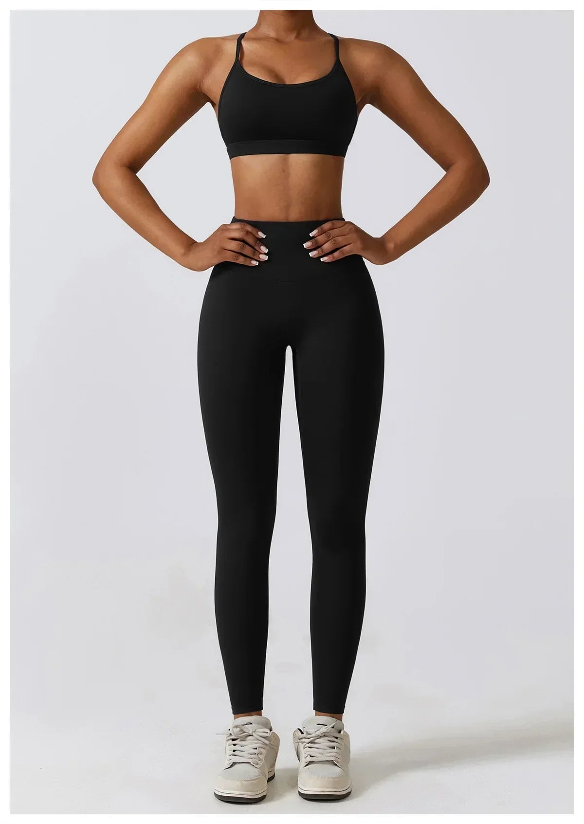 2/3-Piece Activewear Set - Leggings, Bra & Long Sleeve Top