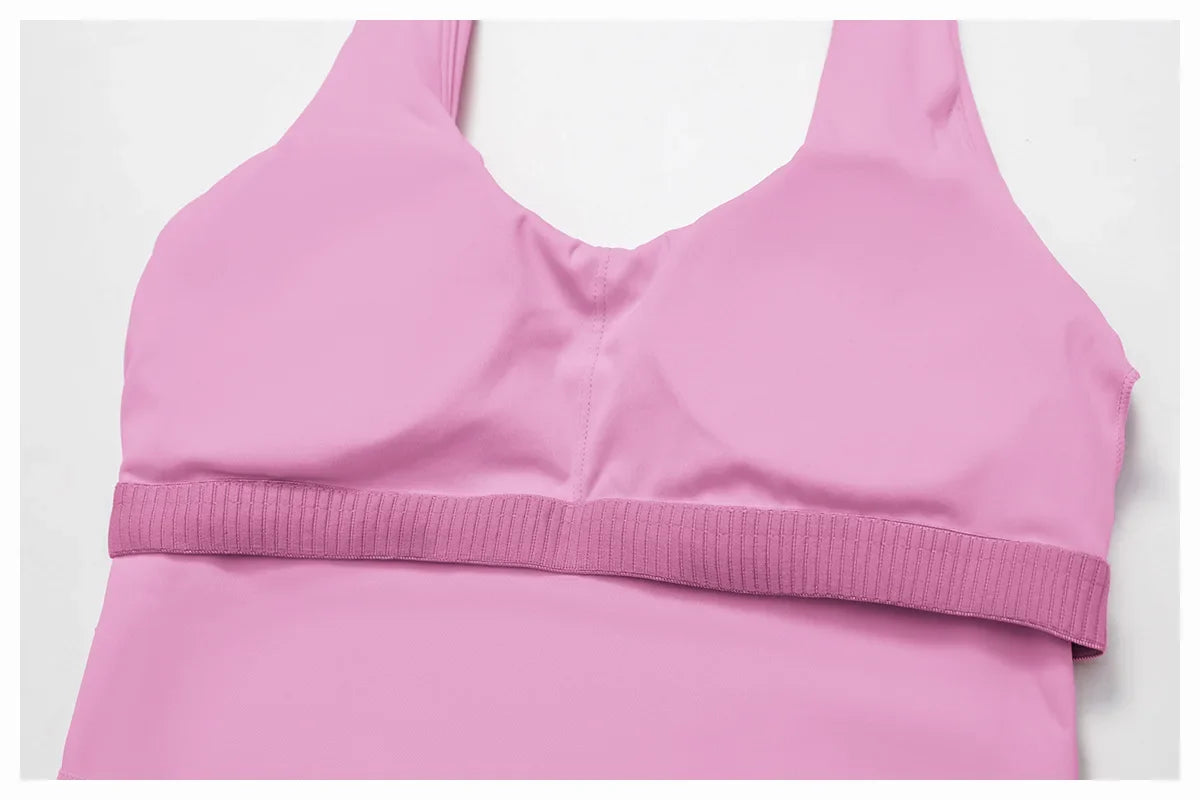 Halter Seamless Sports Bra - Quick-Dry Push-Up Tank