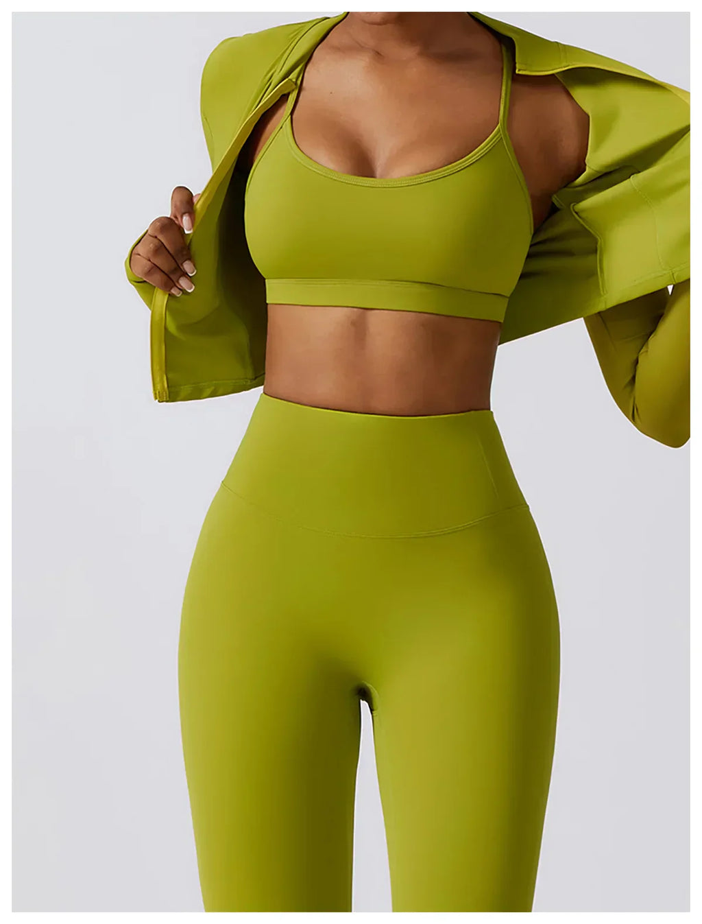 2/3-Piece Activewear Set - Leggings, Bra & Long Sleeve Top
