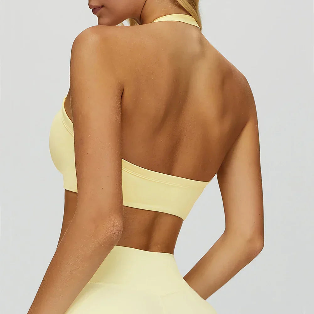 Backless Athletic Sports Bra - Women's Gym Crop Top