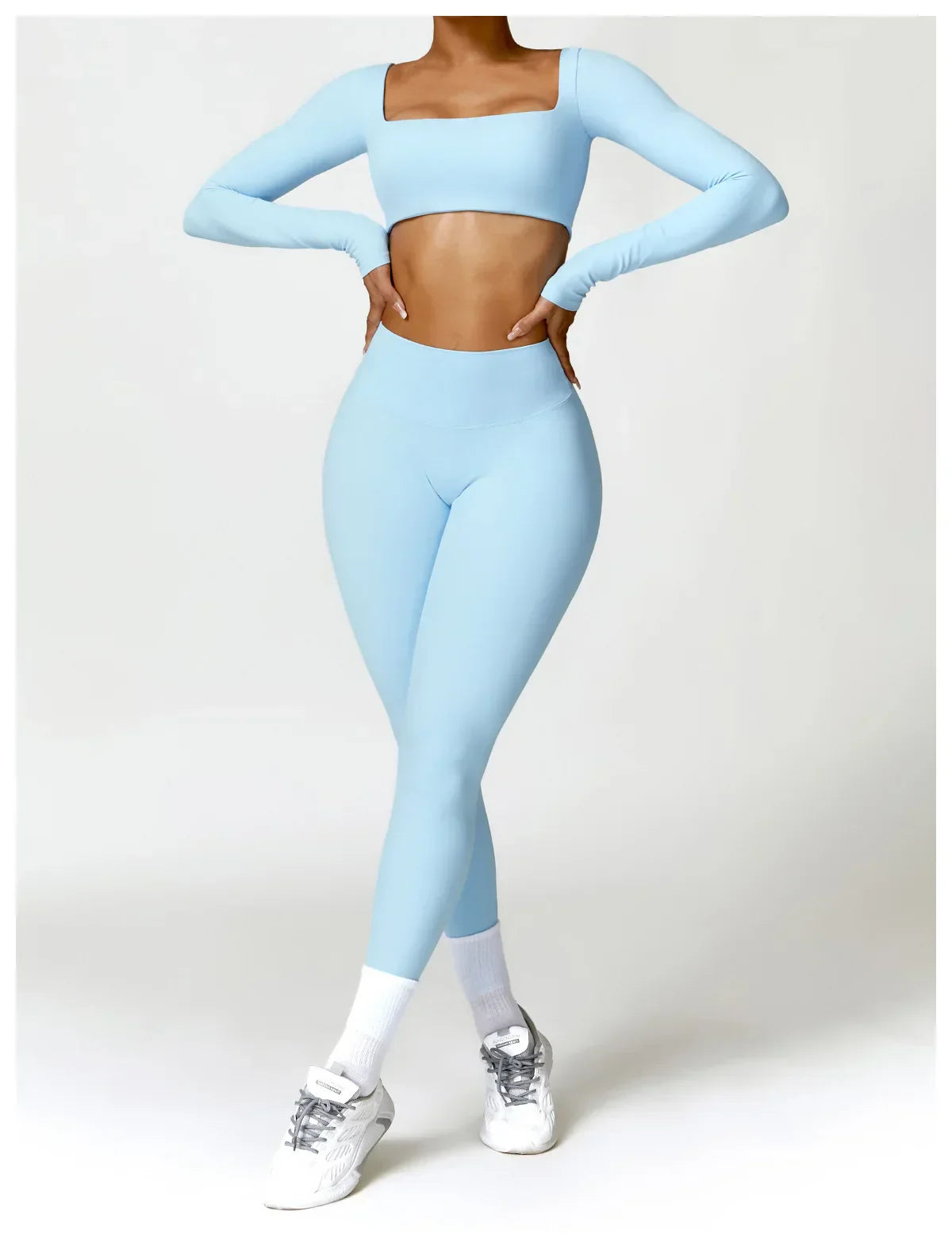2-Piece Legging & Long Sleeve Set - Women's Yoga Tracksuit