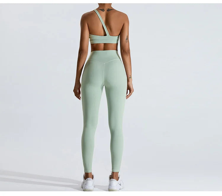 One-Shoulder Sports Bra - Women's High-Support Yoga Vest