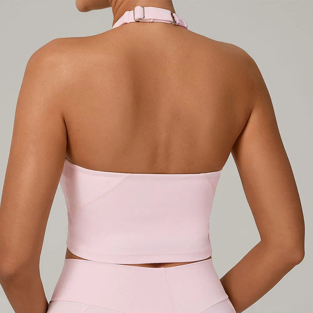 Halter High-Support Sports Bra - Open-Back Push-Up