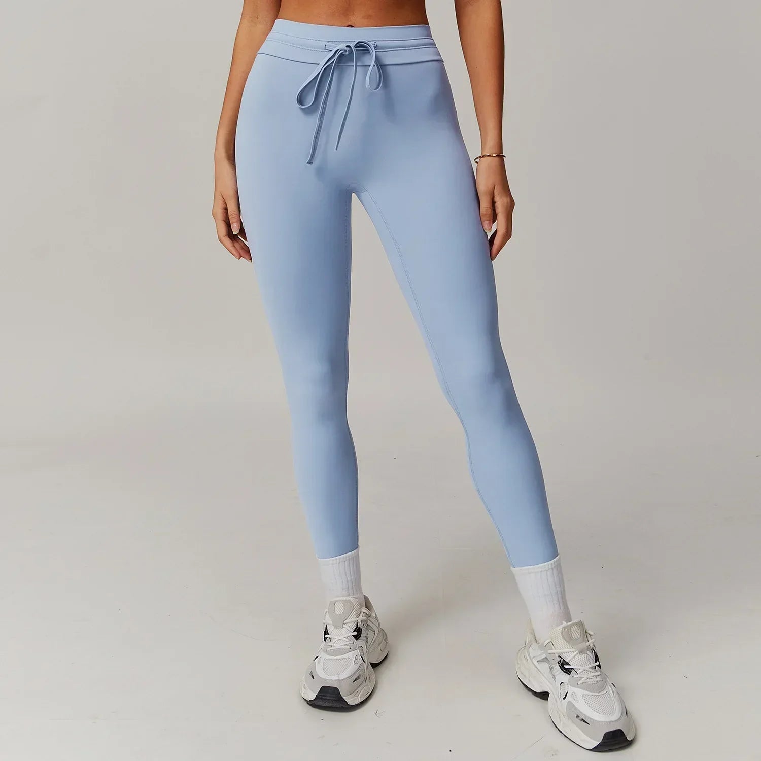 High-Waist Strap Leggings - Push-Up Stretch Gym Tights