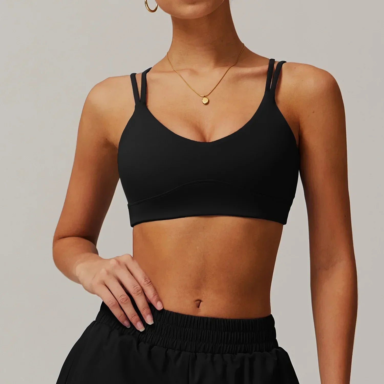 Criss-Cross Back Sports Bra - High-Support Padded Bralette