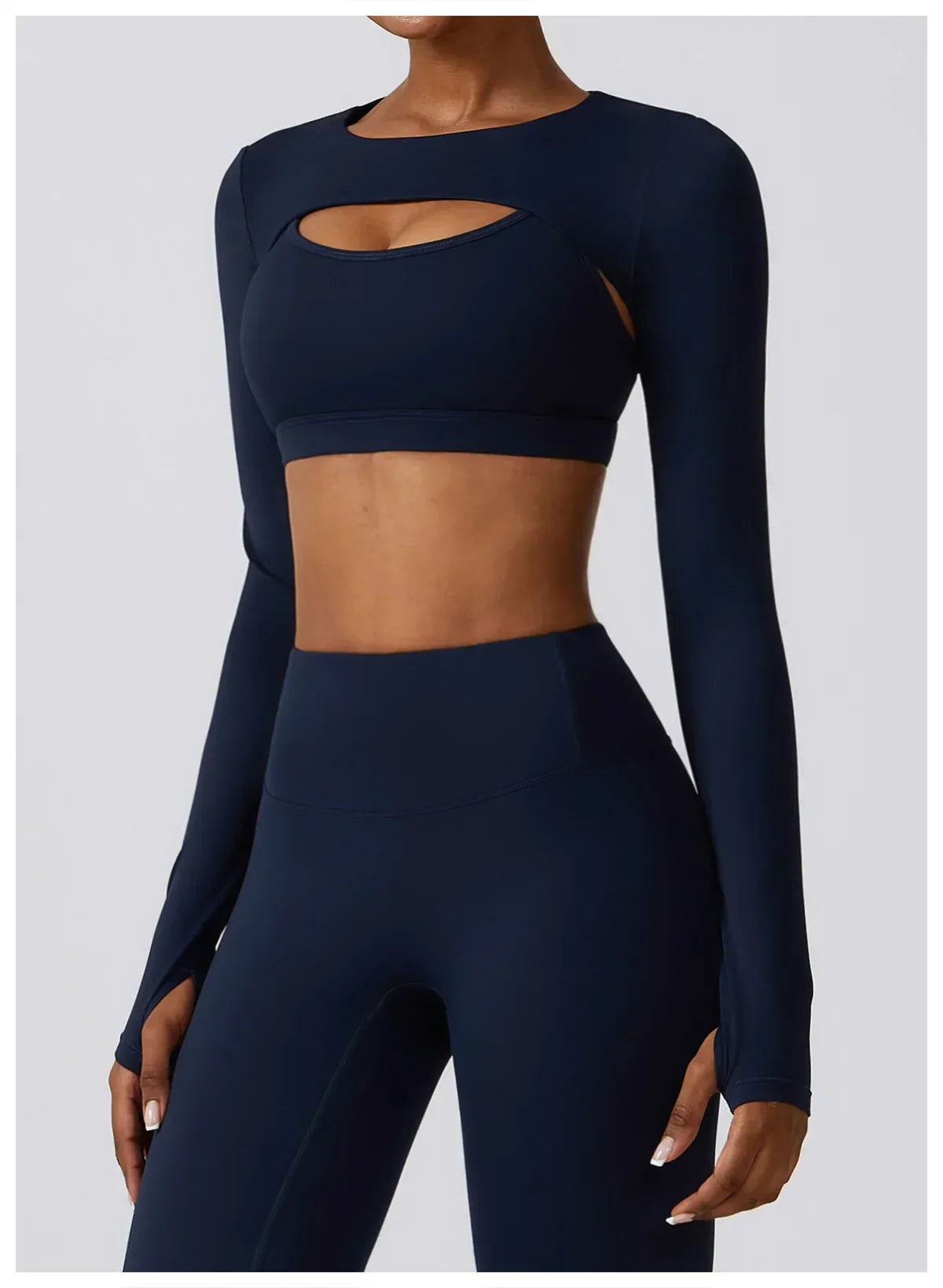2/3-Piece Activewear Set - Leggings, Bra & Long Sleeve Top