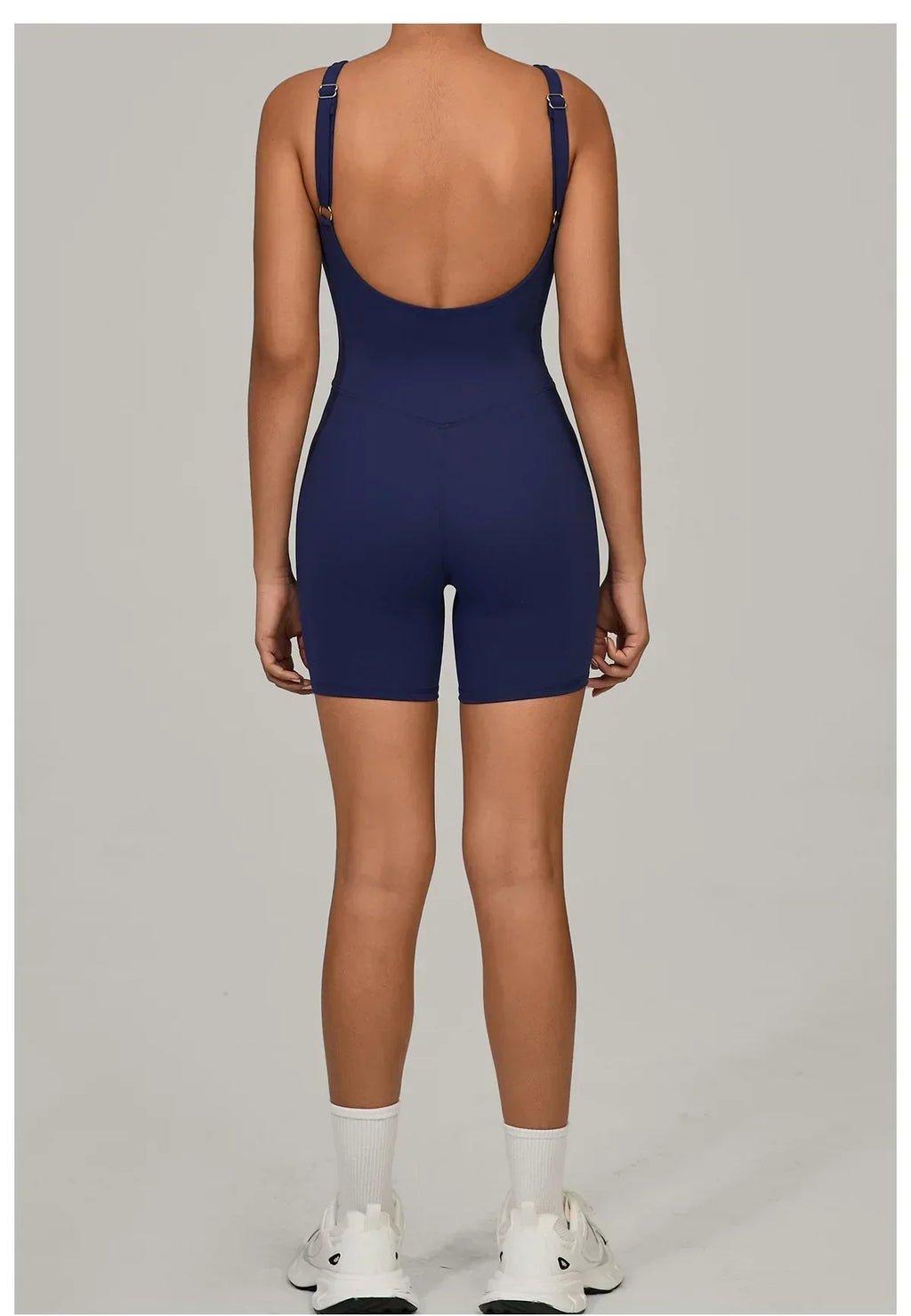 Backless Bodycon Romper - Women's Push-Up Workout Jumpsuit