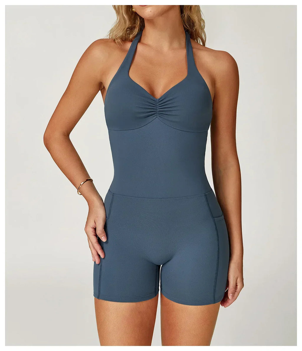 Quick-Dry Push-Up Jumpsuit - Women's Yoga & Gym Bodysuit