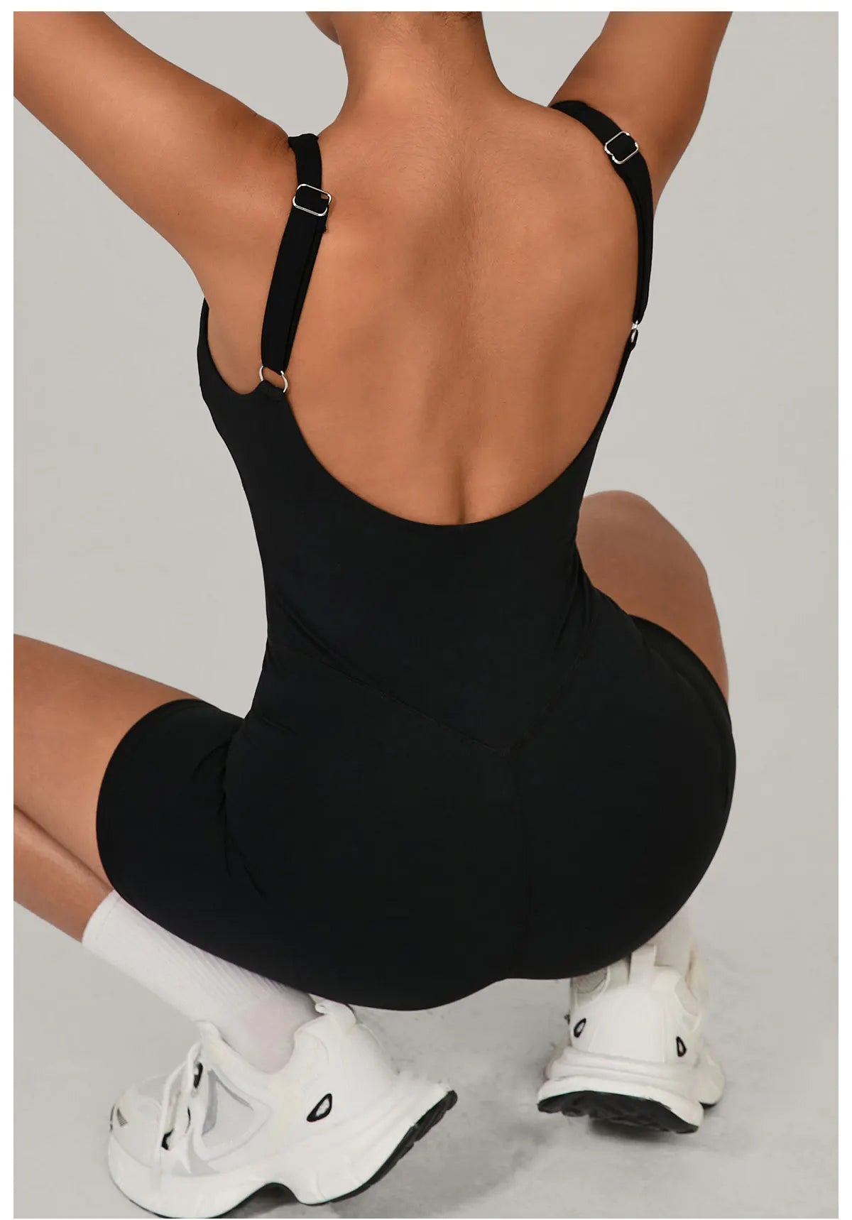 Backless Bodycon Romper - Women's Push-Up Workout Jumpsuit