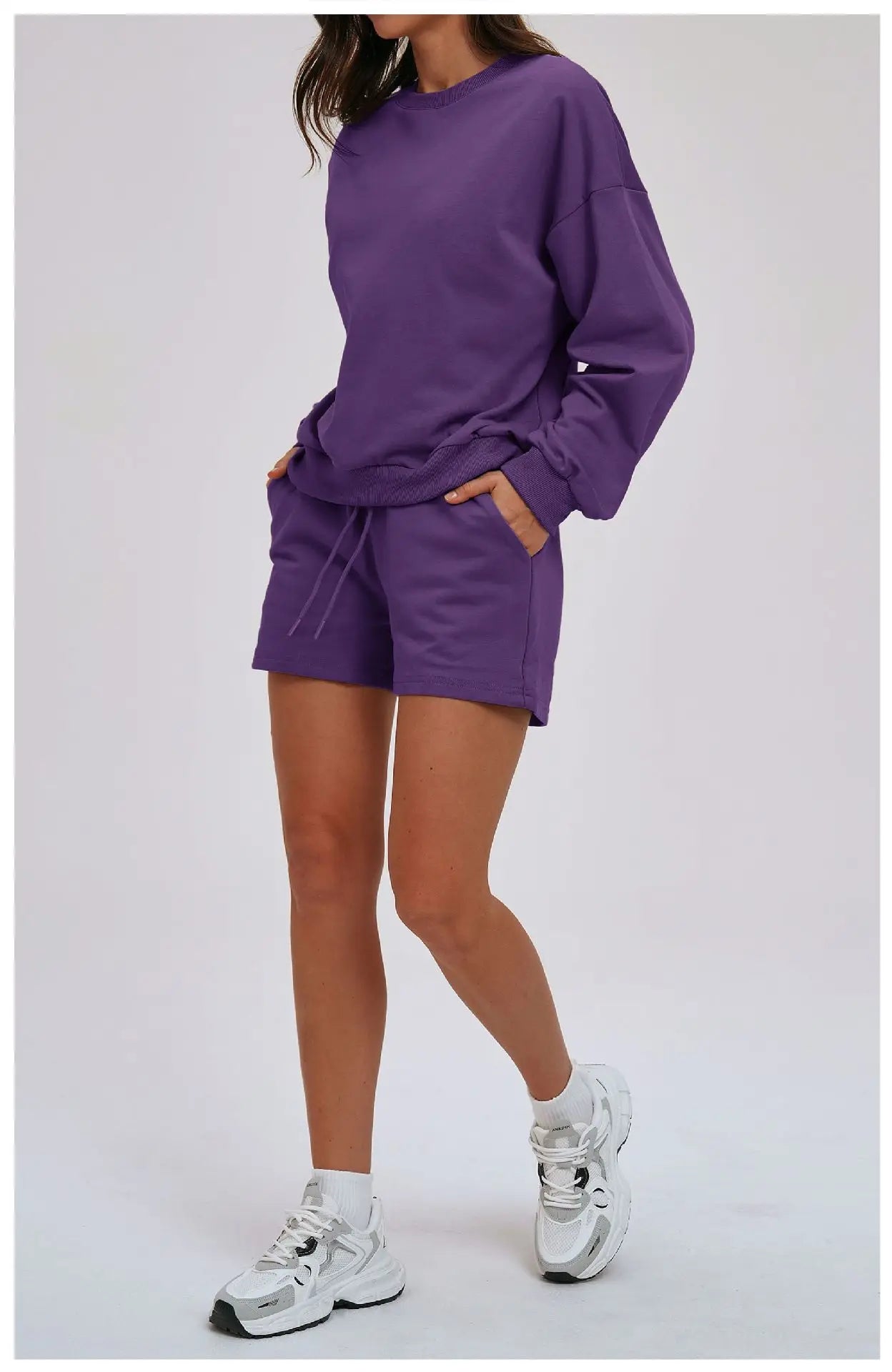 2-Piece Hoodie & Shorts Set - Women's Winter Sportswear