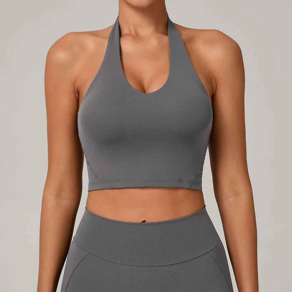 Halter High-Support Sports Bra - Open-Back Push-Up