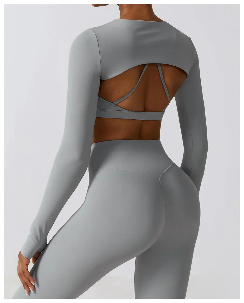 2/3-Piece Activewear Set - Leggings, Bra & Long Sleeve Top