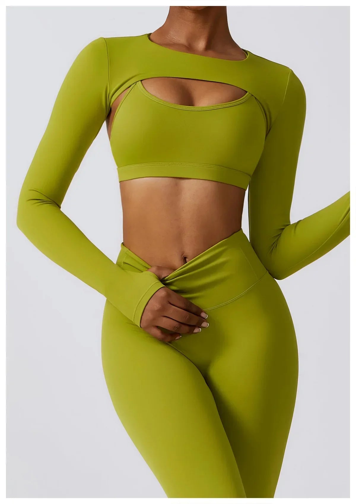 2/3-Piece Activewear Set - Leggings, Bra & Long Sleeve Top