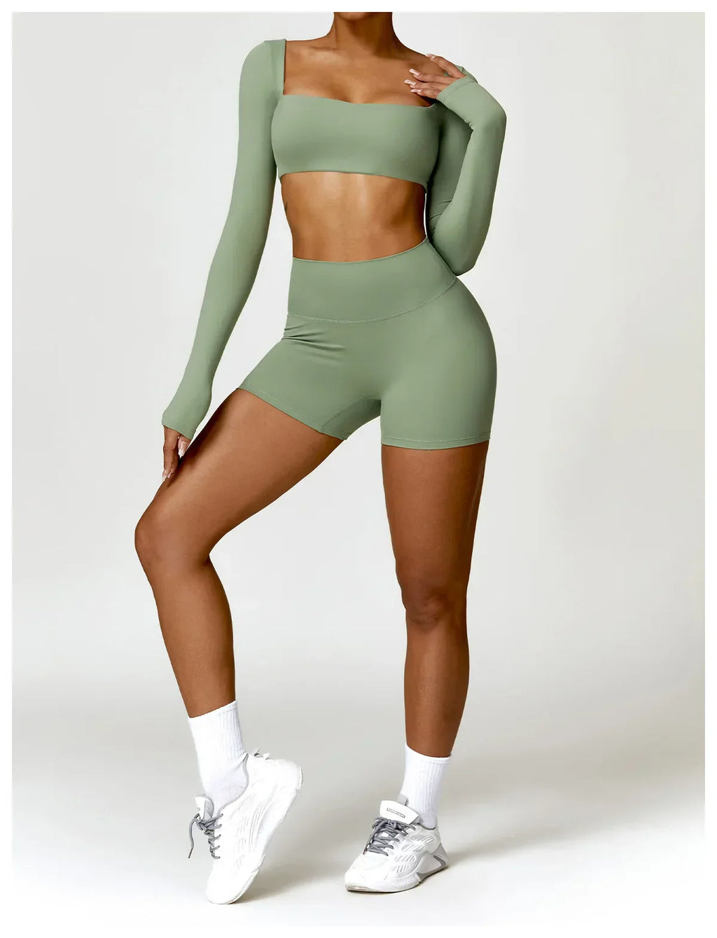 2-Piece Legging & Long Sleeve Set - Women's Yoga Tracksuit