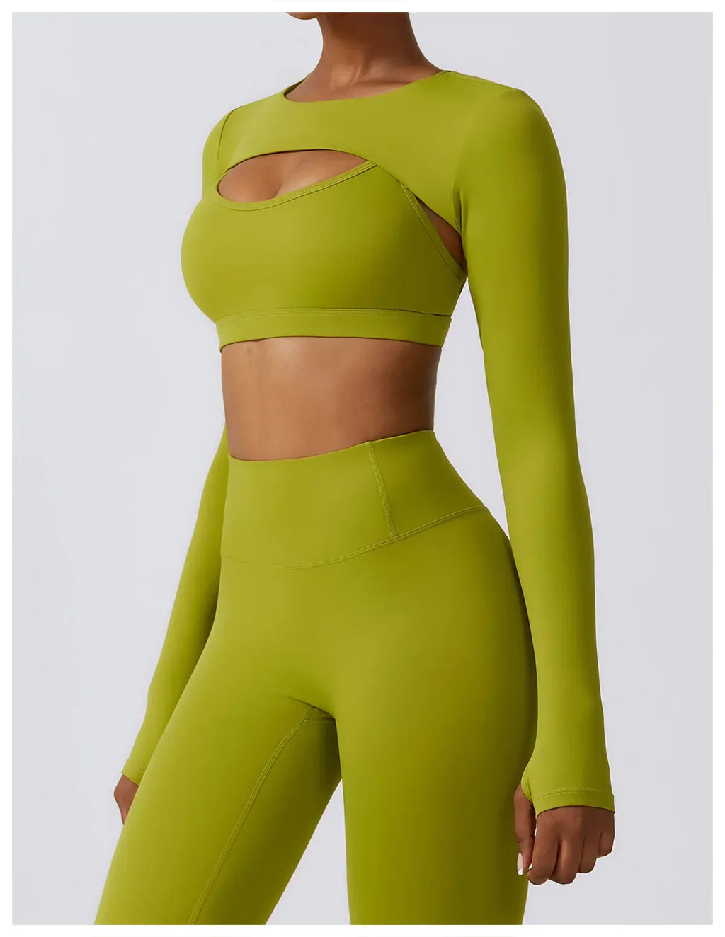 2/3-Piece Activewear Set - Leggings, Bra & Long Sleeve Top