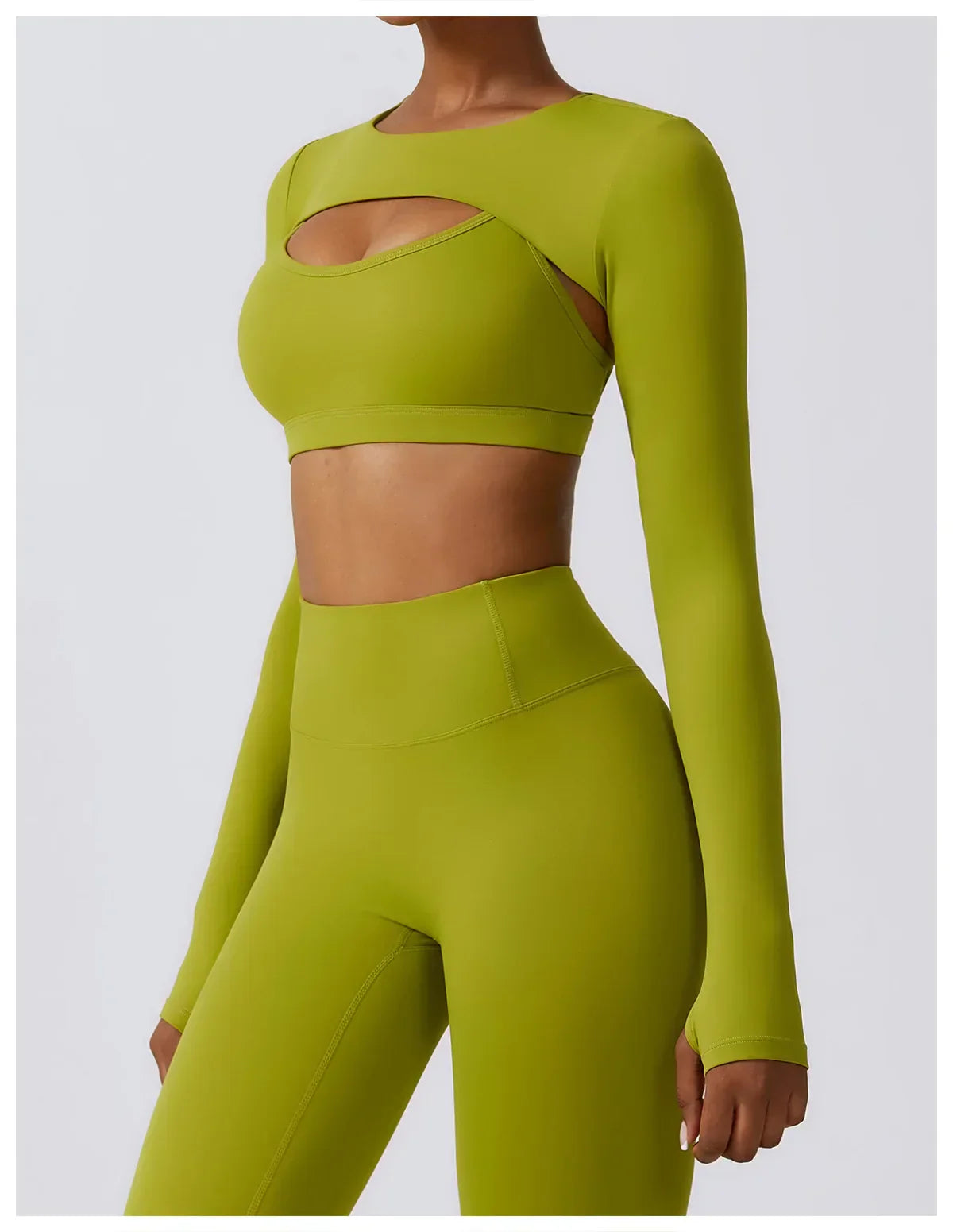 2/3-Piece Activewear Set - Leggings, Bra & Long Sleeve Top
