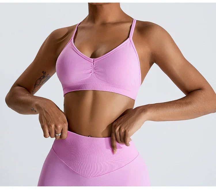 Scrunch Push-Up Sports Bra - Seamless Adjustable-Strap Tank