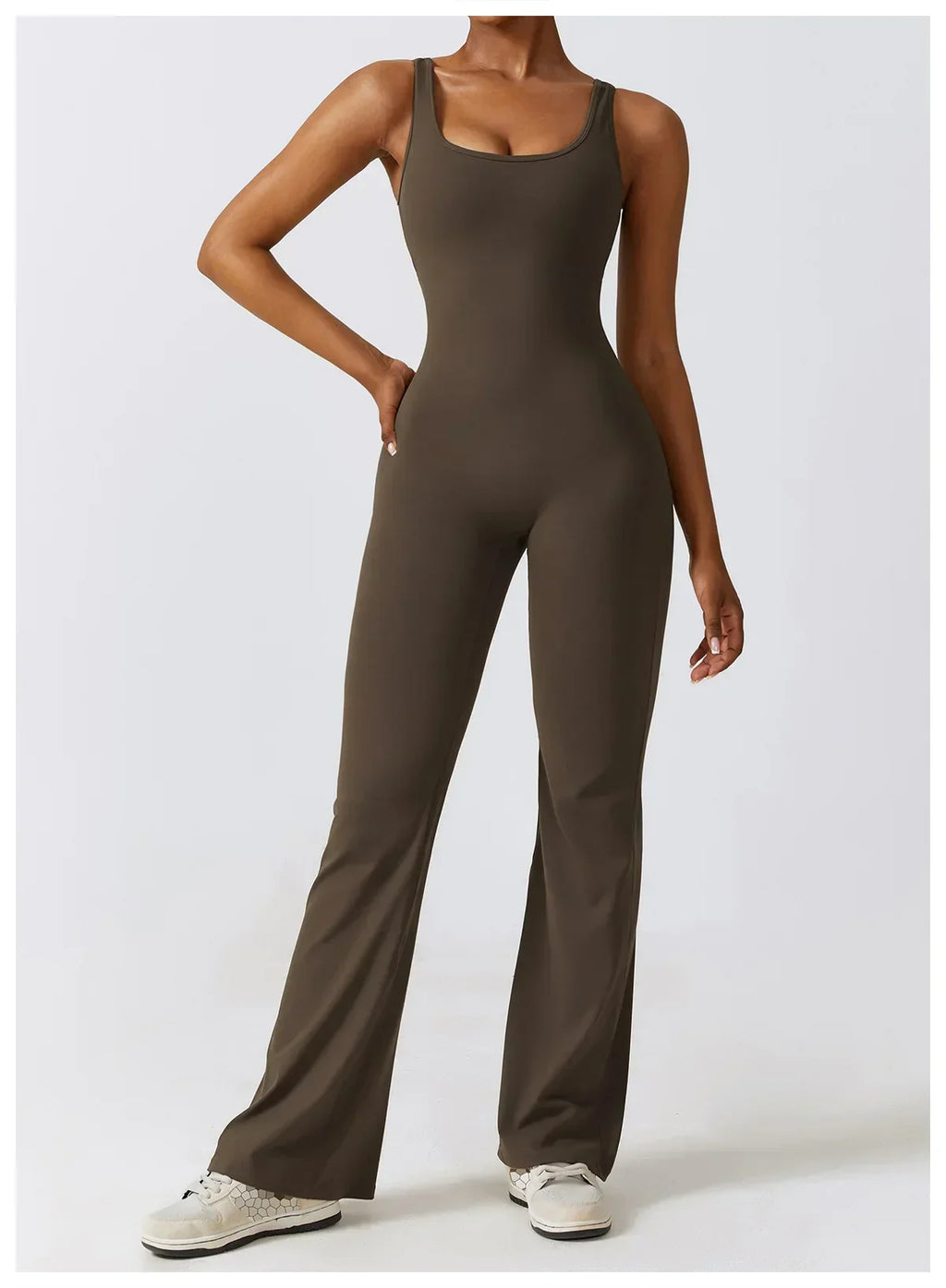One-Piece Stretch Bodysuit - Women's Push-Up Workout Jumpsuit