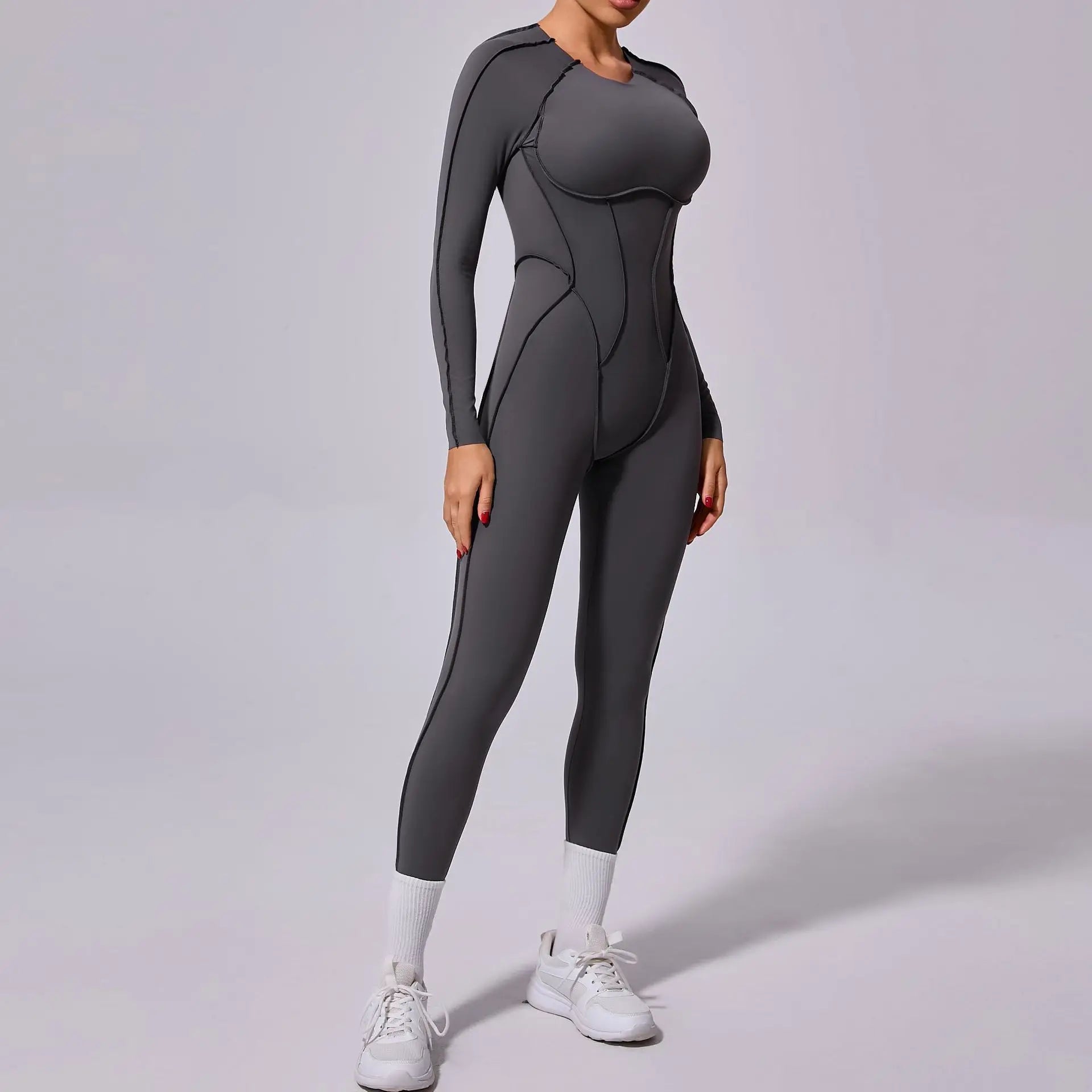 Long Sleeve Overalls Romper - Women's Running & Gym Jumpsuit