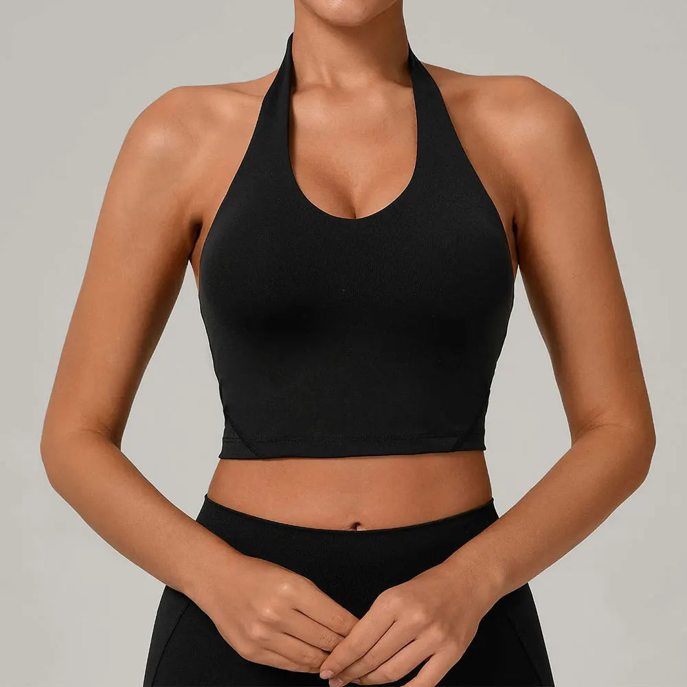 Halter High-Support Sports Bra - Open-Back Push-Up