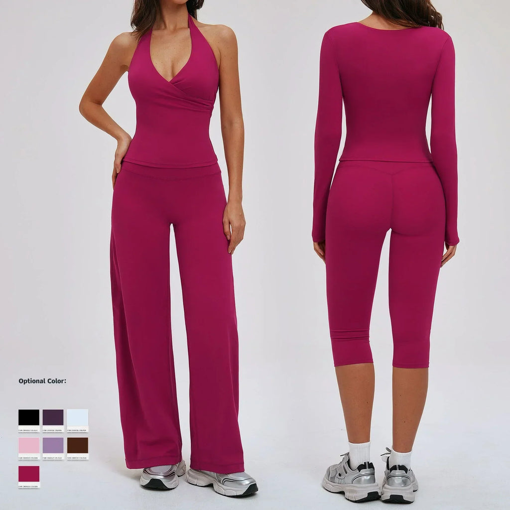 2-Piece Long Sleeve Set - Quick-Dry Yoga & Running Tracksuit