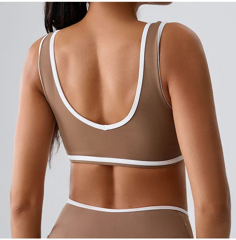 Patchwork Push-Up Sports Bra - Breathable Tank Crop Top