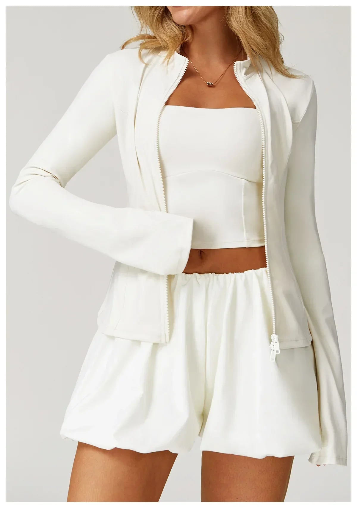 2/3-Piece Yoga Set - Jacket, Bra & Shorts Tracksuit