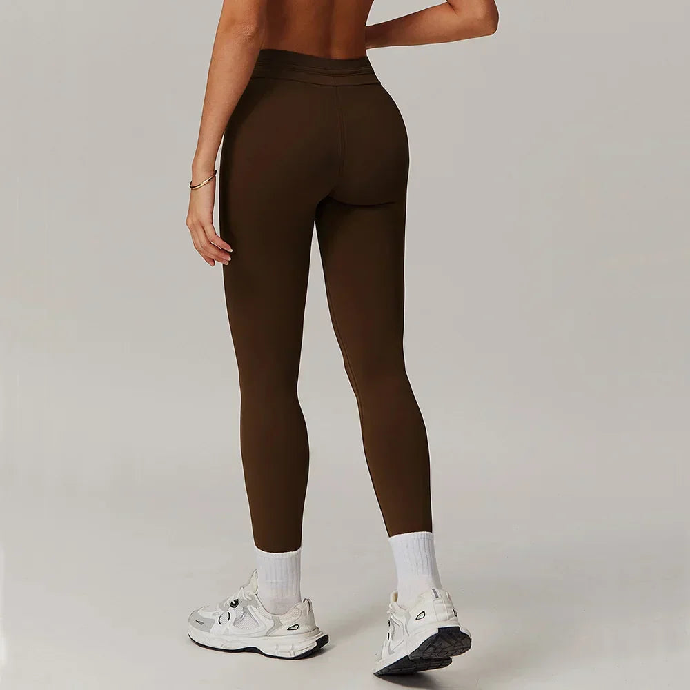 High-Waist Strap Leggings - Push-Up Stretch Gym Tights