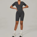 Short Sleeve Summer Romper - Women's Push-Up Yoga Bodysuit