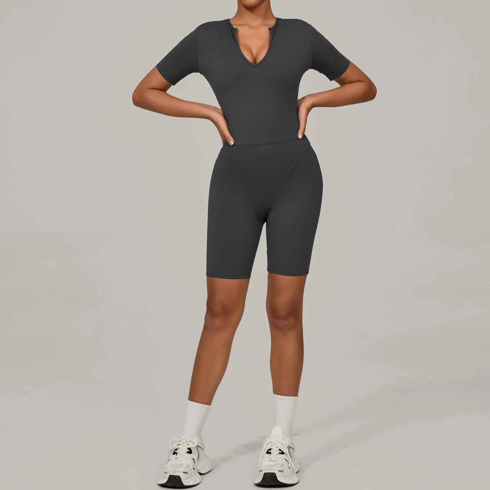 Short Sleeve Summer Romper - Women's Push-Up Yoga Bodysuit