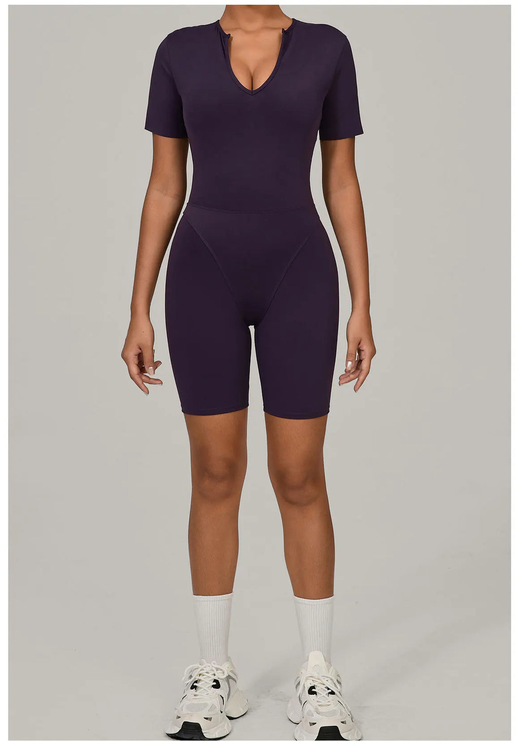 Short Sleeve Summer Romper - Women's Push-Up Yoga Bodysuit