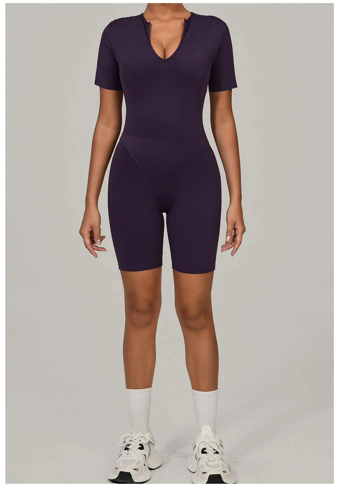 Short Sleeve Summer Romper - Women's Push-Up Yoga Bodysuit
