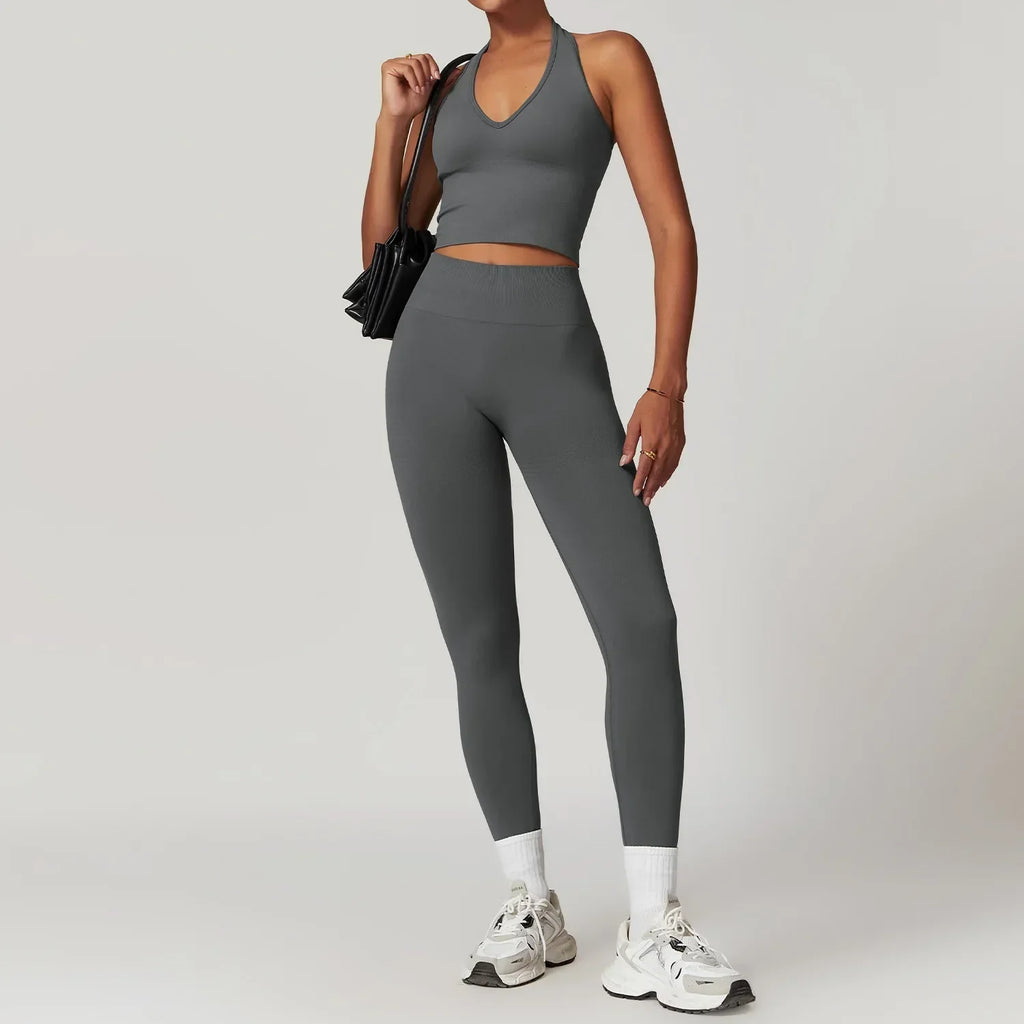 2-Piece Seamless Set - High-Waist Leggings & Top Tracksuit