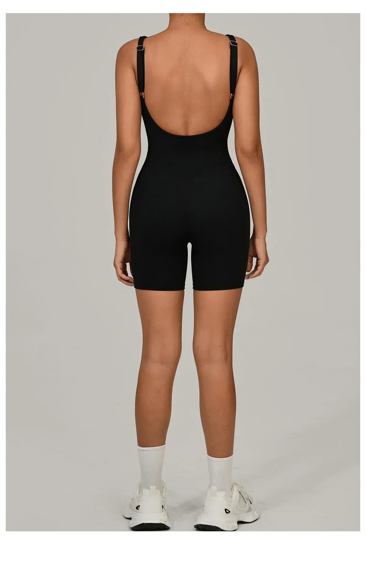 Backless Bodycon Romper - Women's Push-Up Workout Jumpsuit