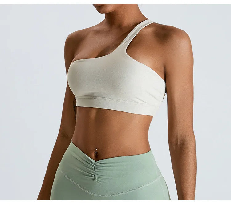 One-Shoulder Sports Bra - Women's High-Support Yoga Vest