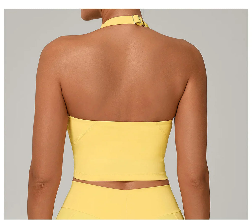 Halter High-Support Sports Bra - Open-Back Push-Up