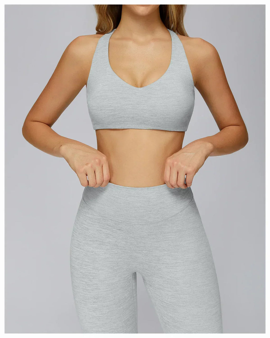 V-Neck Sports Bra with Removable Pads - Quick-Dry Push-Up