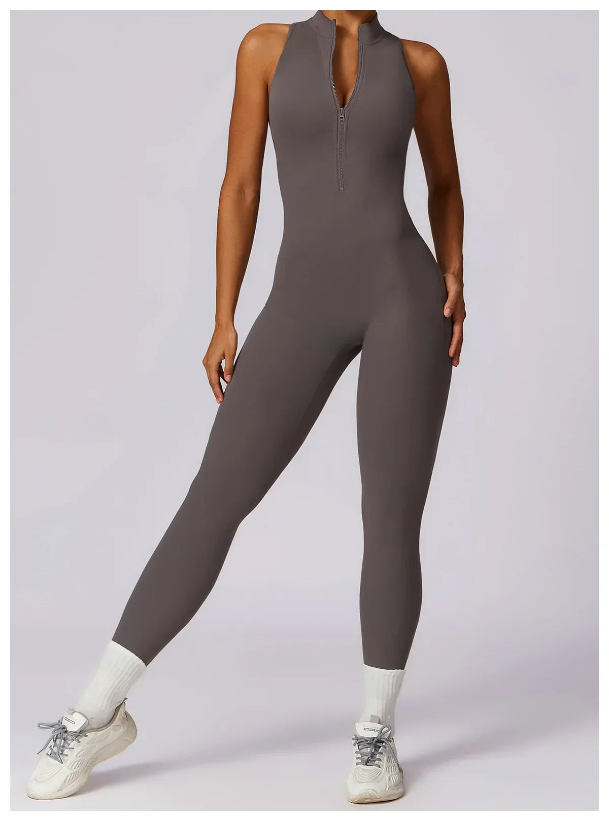 Zip-Front Yoga Jumpsuit - Women's Pilates & Gym Overalls