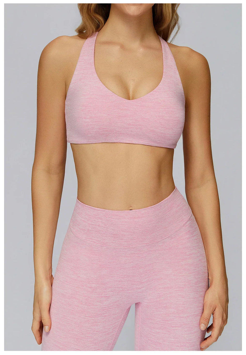 V-Neck Sports Bra with Removable Pads - Quick-Dry Push-Up