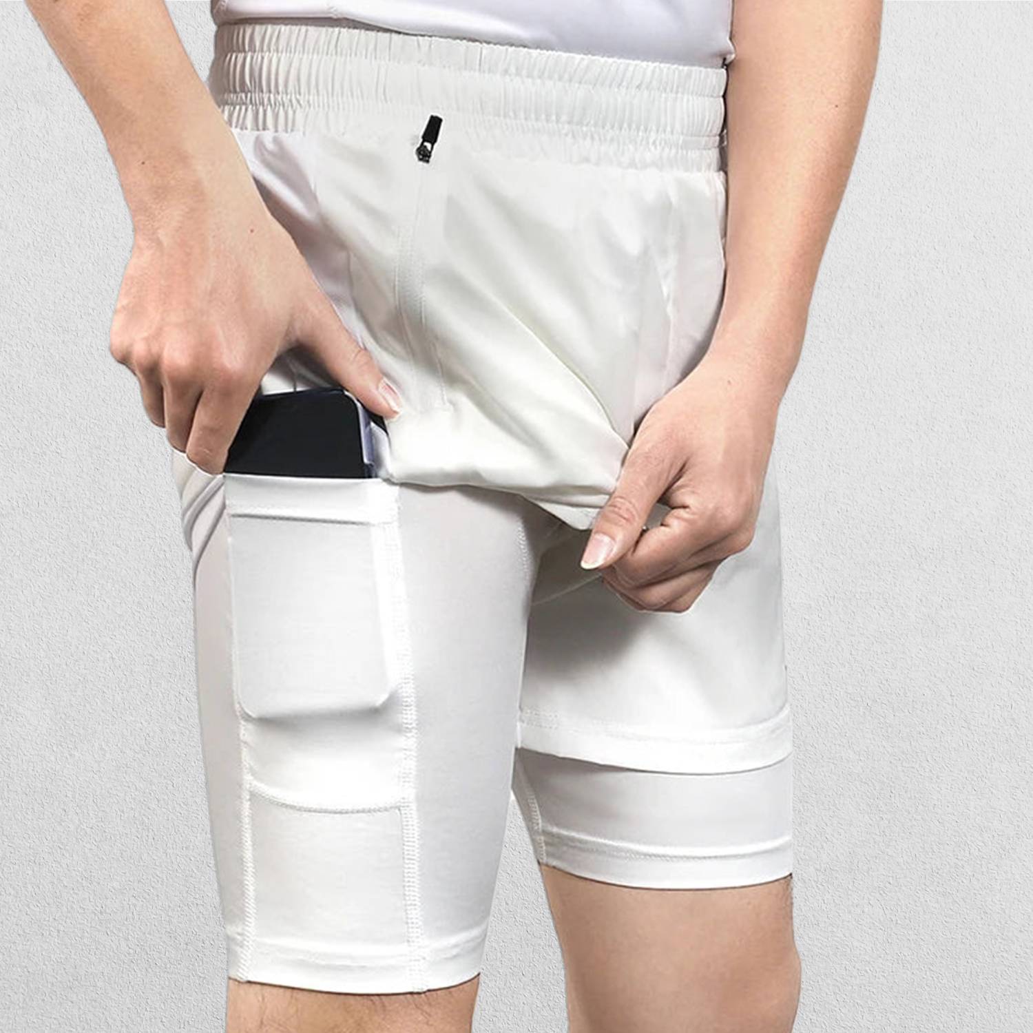 Men's 2-in-1 Breathable Gym Shorts with Zip Pockets