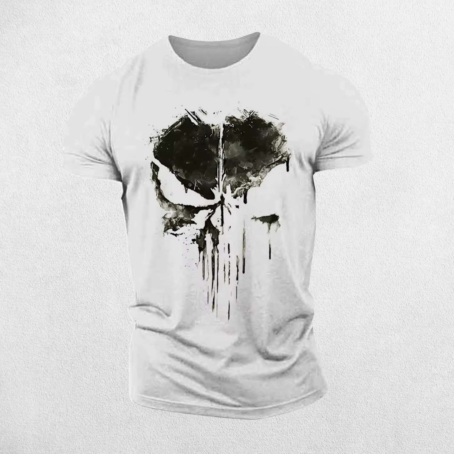 Men's Punisher Skull 3D Print Gym T-Shirt