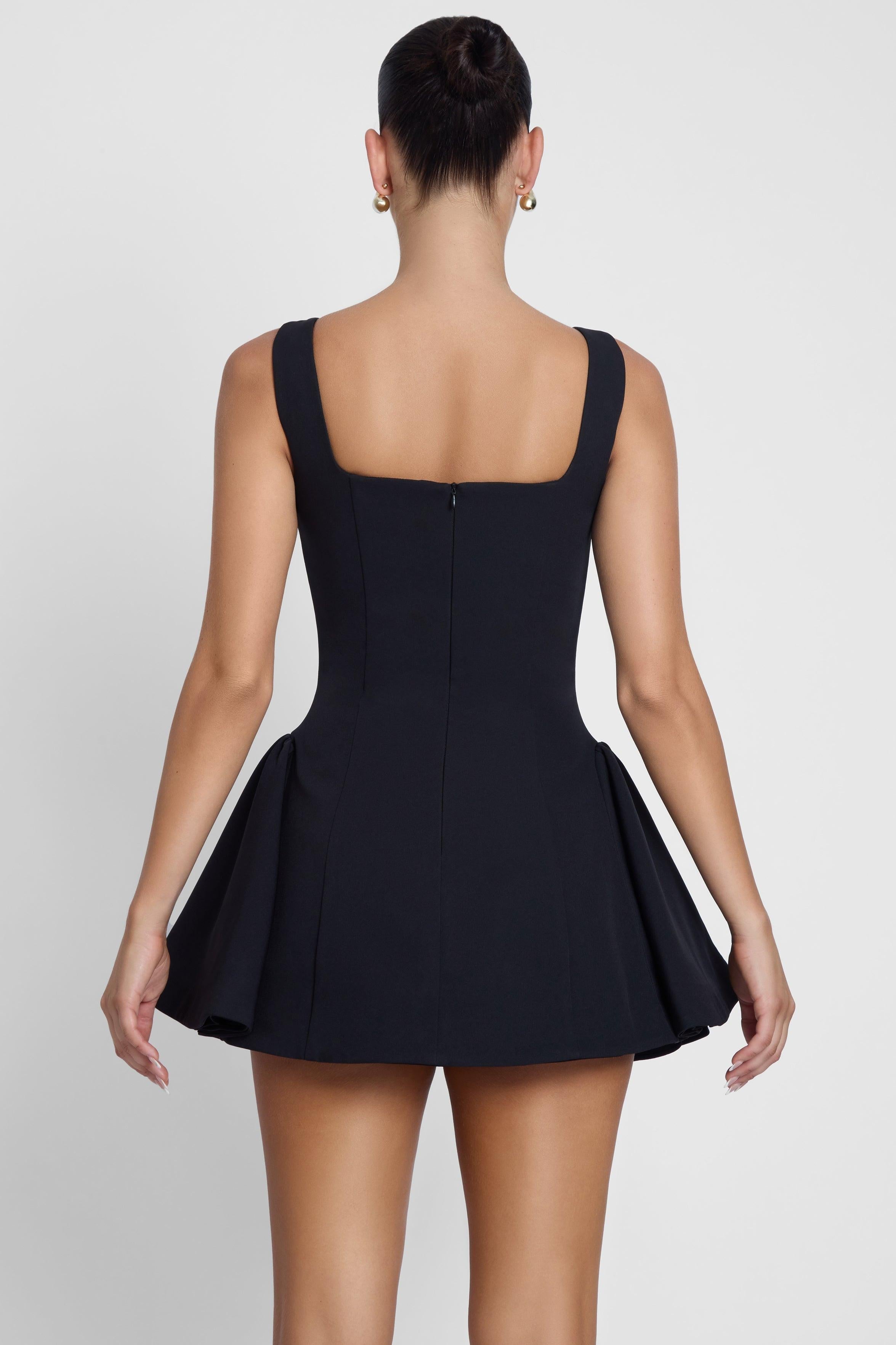 Ysabelle Babydoll Corset Mini Dress - Black