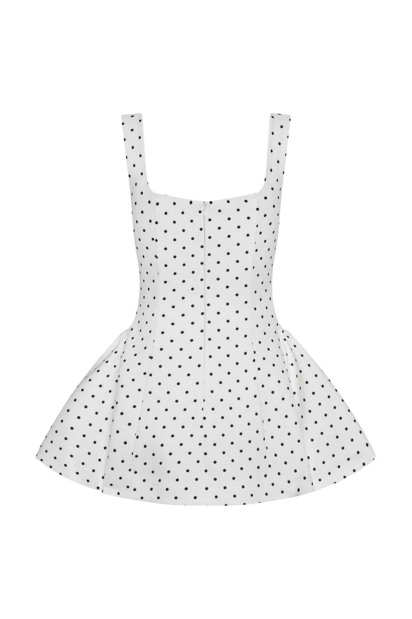 Ysabelle Babydoll Corset Mini Dress - Polka Dot