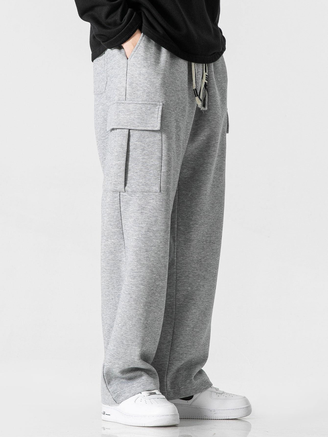 Relax Fit Long Sleeve 2 In 1 Waffle T-Shirt & Relax Fit Straight Leg Jersey Cargo Pants