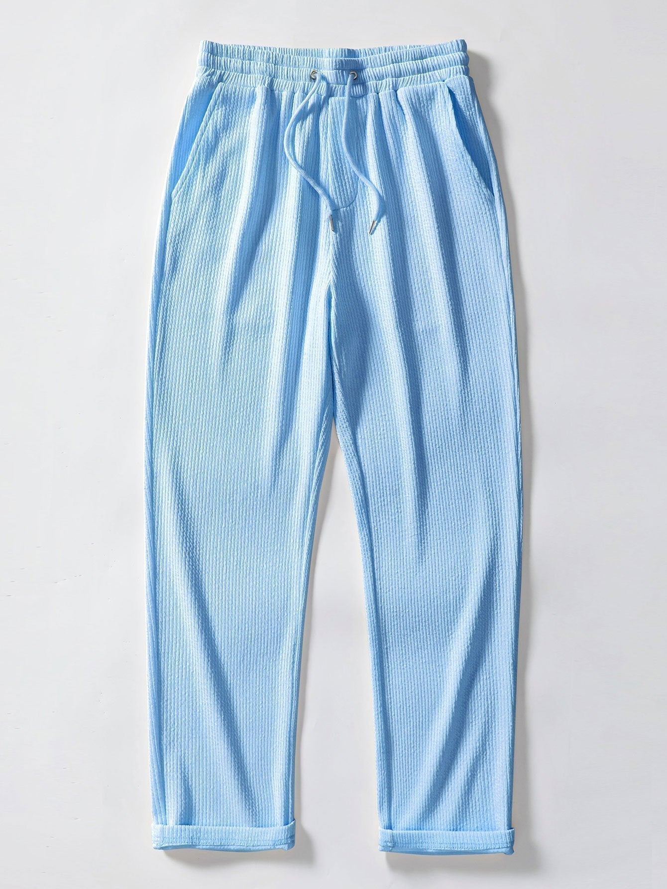 Muscle Fit Ribbed Button Up Shirt & Straight Leg Ribbed Pants