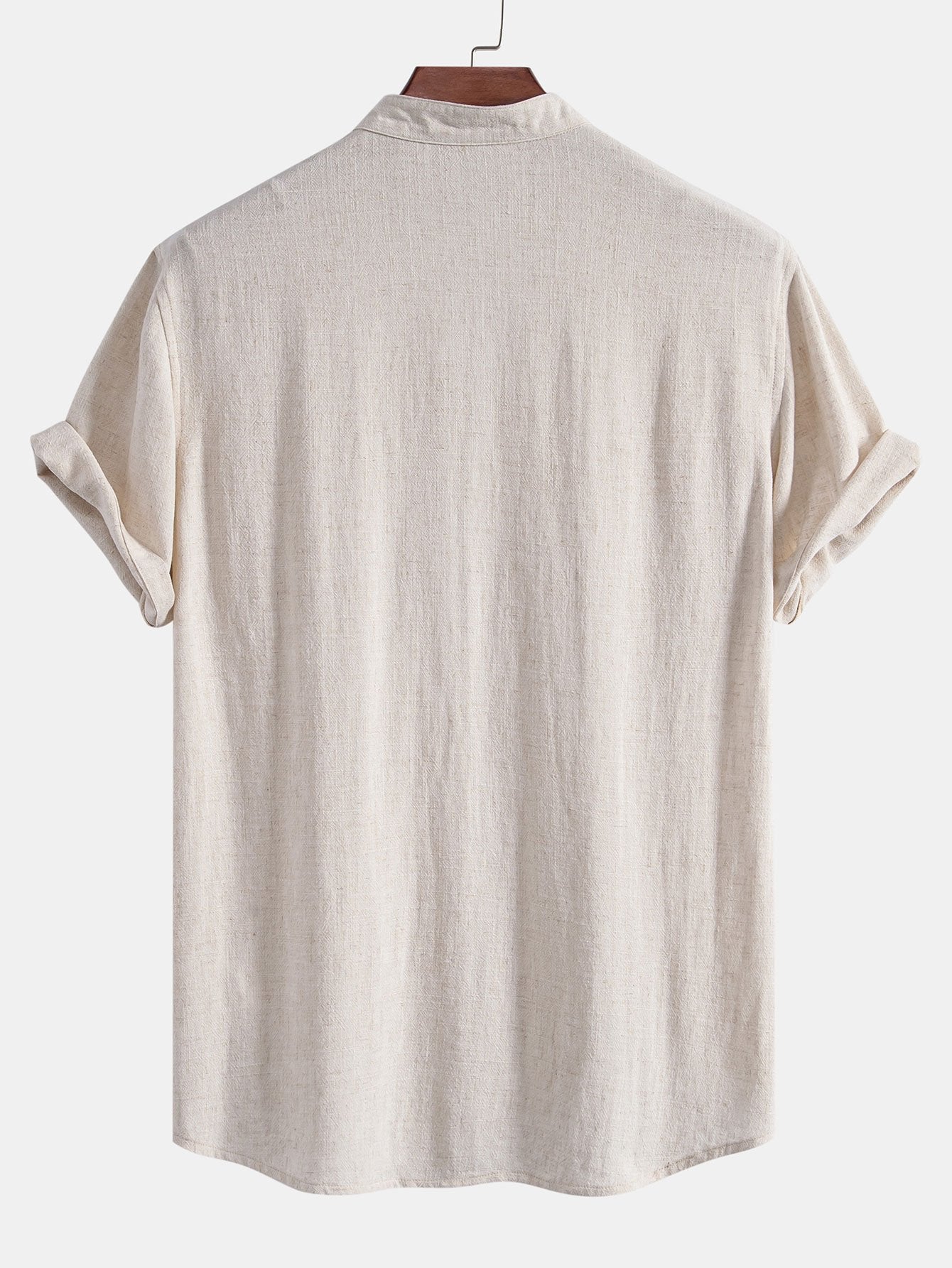 V Neck Linen Rayon Blend Shirt & Straight Leg Linen Pants